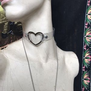 Clear heart ring choker
